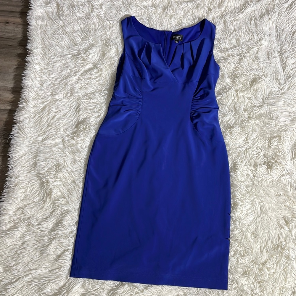 Adrianna Papell Blue Sleeveless Fitted Cocktail Dress, Size:12, EUC!!